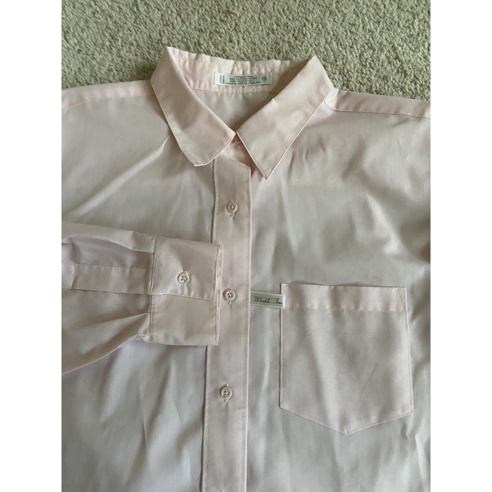 Women's Foxcroft Pink Button Down Long Sleeve Wrinkle Free Dress‎ Shirt-Size 16